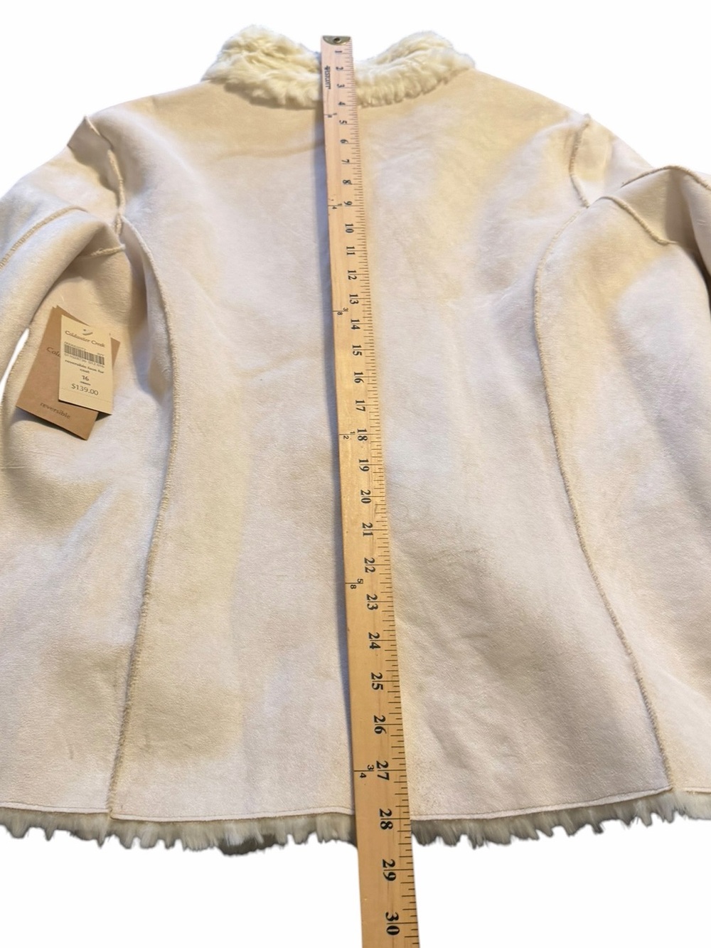 Coldwater Creek NWT Reversible Faux Fur Coat Ivory Shearling Quiet Luxury 16 - Picture 9 of 9